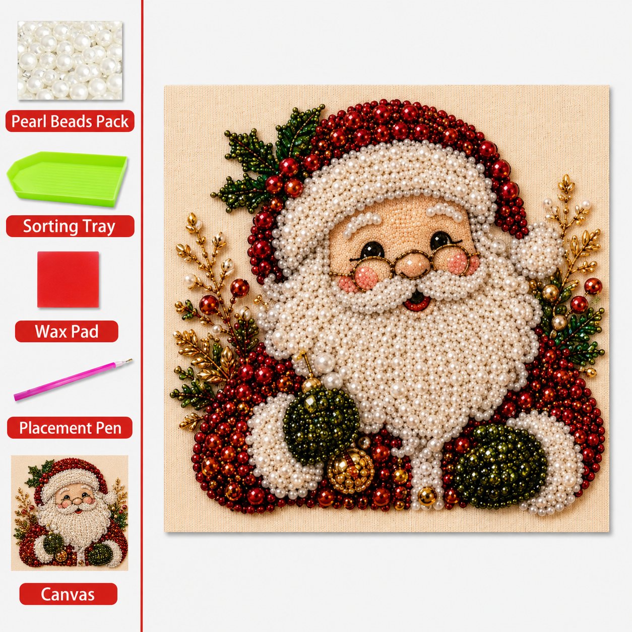 🎄 LETZTER TAG: 49 % RABATT –DIY Weihnachts-Perlenkunst-Set | Beflockte Leinwand mit kratzfesten, farbbeständigen Perlen – festliche DIY-Deko 🎅⛄❄️