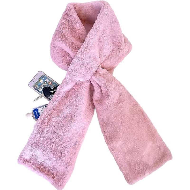 🔥Neujahrsangebot €12.99!!⚡50K+ verkauft!🧣Ultraweicher Kunstfell-Durchziehschal mit geheimer Reißverschlusstasche