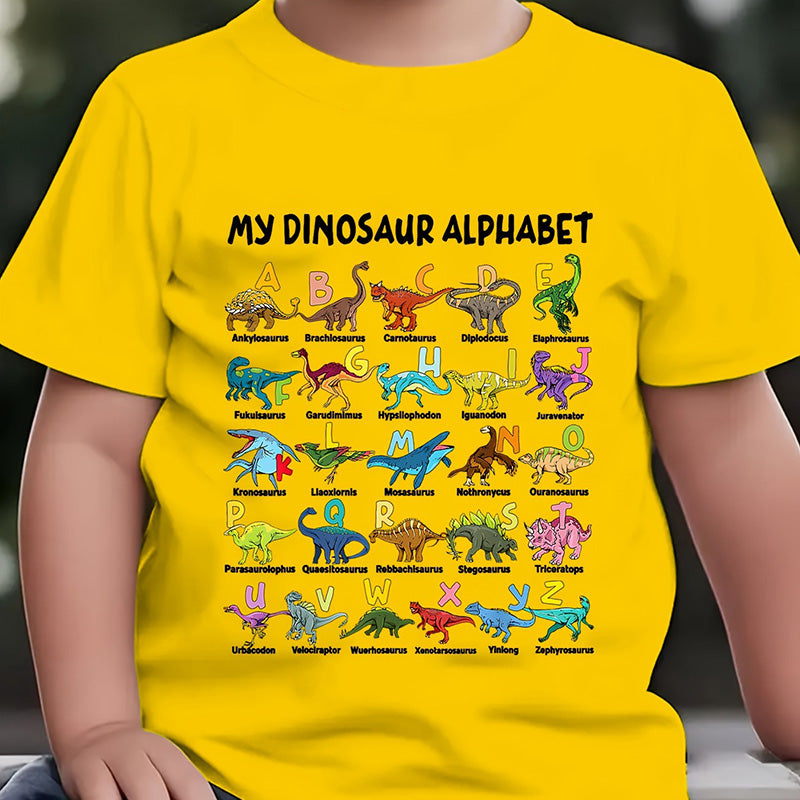 🔥🎁Neu: 52 % RABATT🔥Kinder-T-Shirt mit Dinosaurier- und Alphabet-Aufdruck