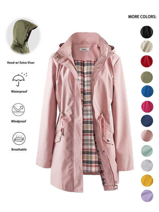 🔥2026 HEISS 50% Rabatt🧥Wasserdichte Damenjacke mit Kapuze, Reißverschluss und Kordelzug🍃