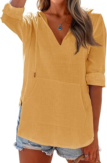 🏝️Summer Hot Sale 50% OFF👗Women's Beach Pocketed Hooded Shirt Top