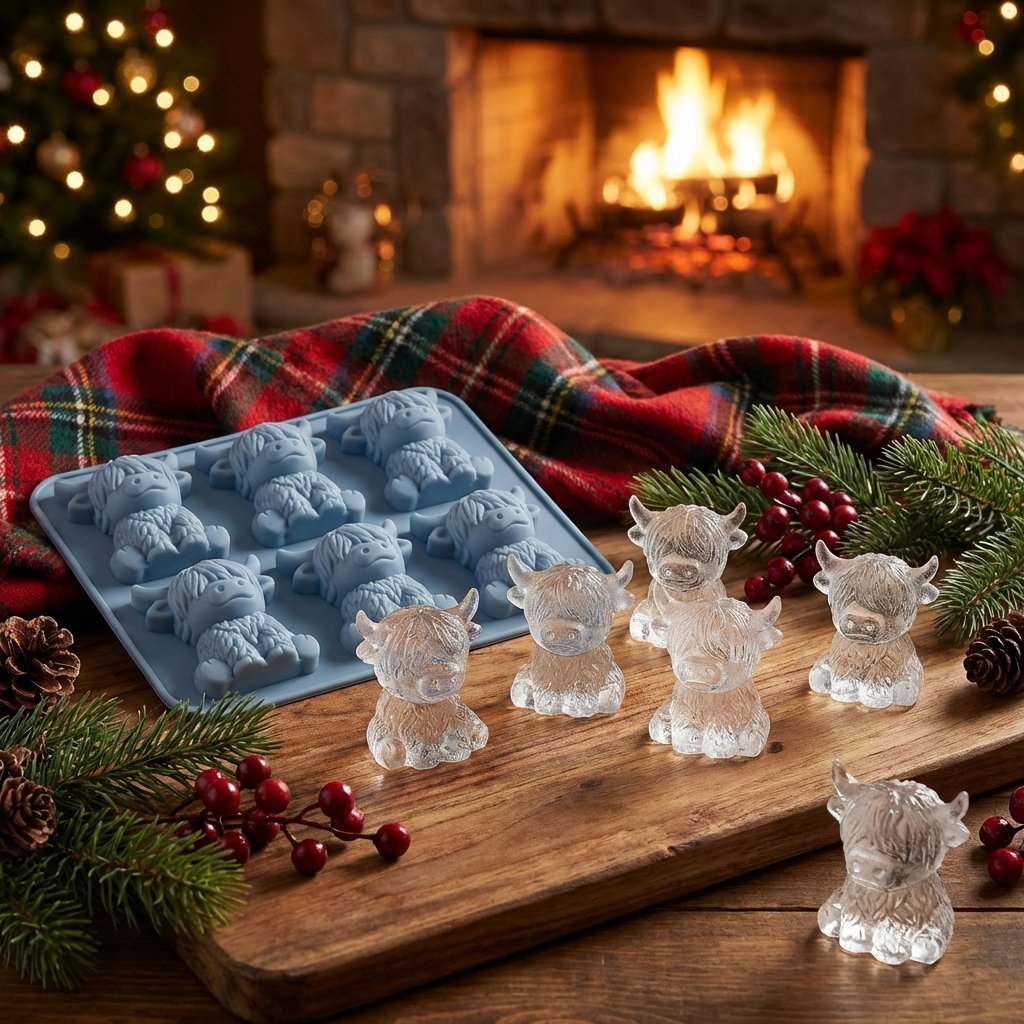 🐮 Mini-Highland-Cow-Eiswürfelform – niedliche 3D-Eiswürfel für Getränke, Partys & Geschenke