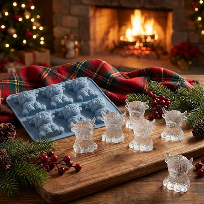 🐮 Mini-Highland-Cow-Eiswürfelform – niedliche 3D-Eiswürfel für Getränke, Partys & Geschenke