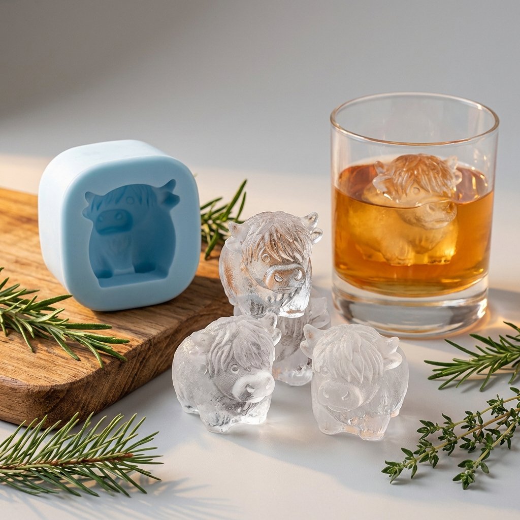 🐮 Mini-Highland-Cow-Eiswürfelform – niedliche 3D-Eiswürfel für Getränke, Partys & Geschenke