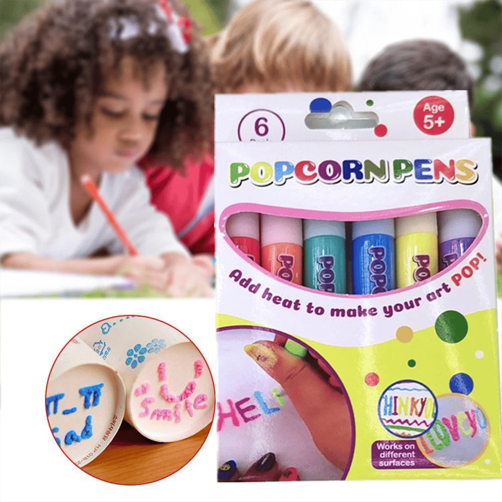 💥 KAUF 2, ERHALTE 1 GRATIS + 50 % RABATT!🥳Magische Popcorn-Stifte mit Blaseneffekt, wärmeaktivierte Popcorn-Stifte, DIY-3D-Kunstmarker für Kinderbastelprojekte