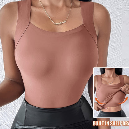 🏆Letzter Tag Sonderpreis €10,99!!💐Damen U-Ausschnitt Thermo-Tanktops mit integriertem BH