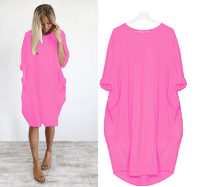 🔥Heiss 49% Rabatt - Langärmliges lässiges lockeres Taschenkleid🎁Kaufen 3 Bezahlen 2