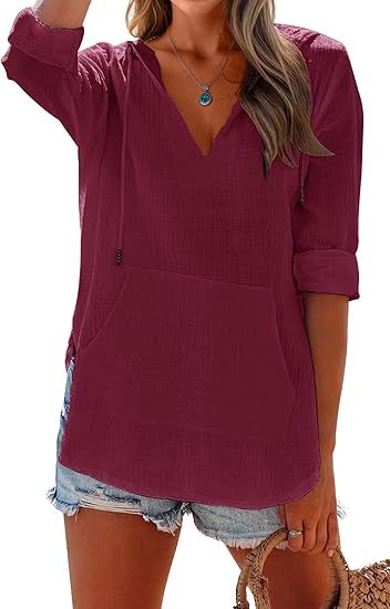 🏝️Summer Hot Sale 50% OFF👗Women's Beach Pocketed Hooded Shirt Top