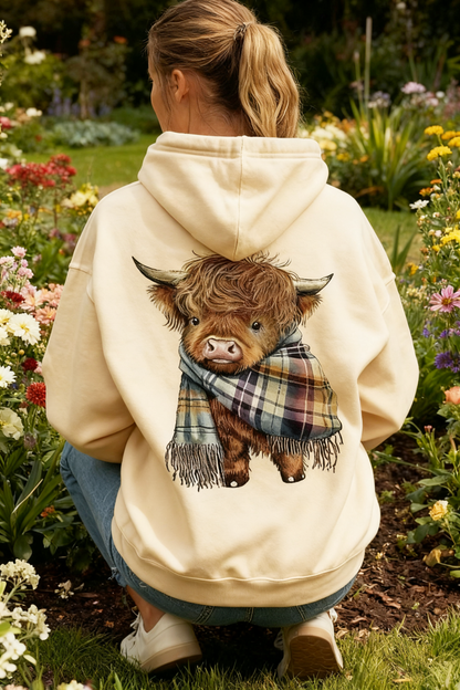 🎄🎅Weihnachtsverkauf 50% Rabatt!!🎁Niedlicher Hochlandrind Fleece-gefütterter Kapuzenpullover🦬