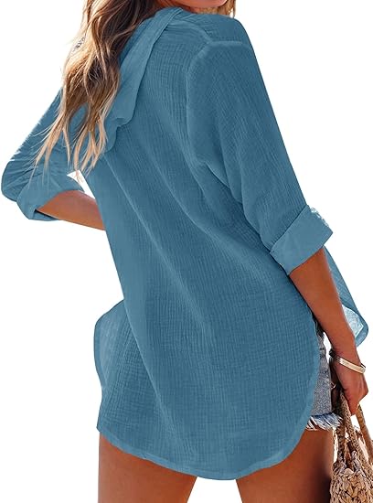 🏝️Summer Hot Sale 50% OFF👗Women's Beach Pocketed Hooded Shirt Top