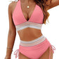 🔥2026 Neuer Typ 49% Rabatt💥👙Hoch taillierte Bikini-Sets mit Bauchkontrolle und Farbblock-Design