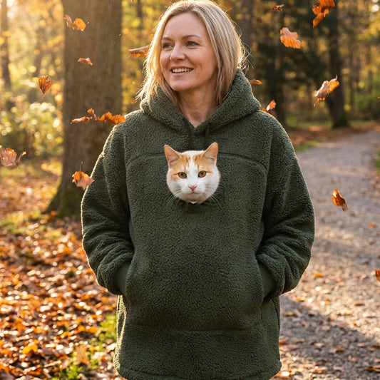 🔥2026 Ein Muss für Tierliebhaber 🐾Gemütlicher Fleece-Kuschel-Hoodie mit Tragebeutel – warme und stützende Kleidung zum Tragen kleiner Haustiere 🐶🐱