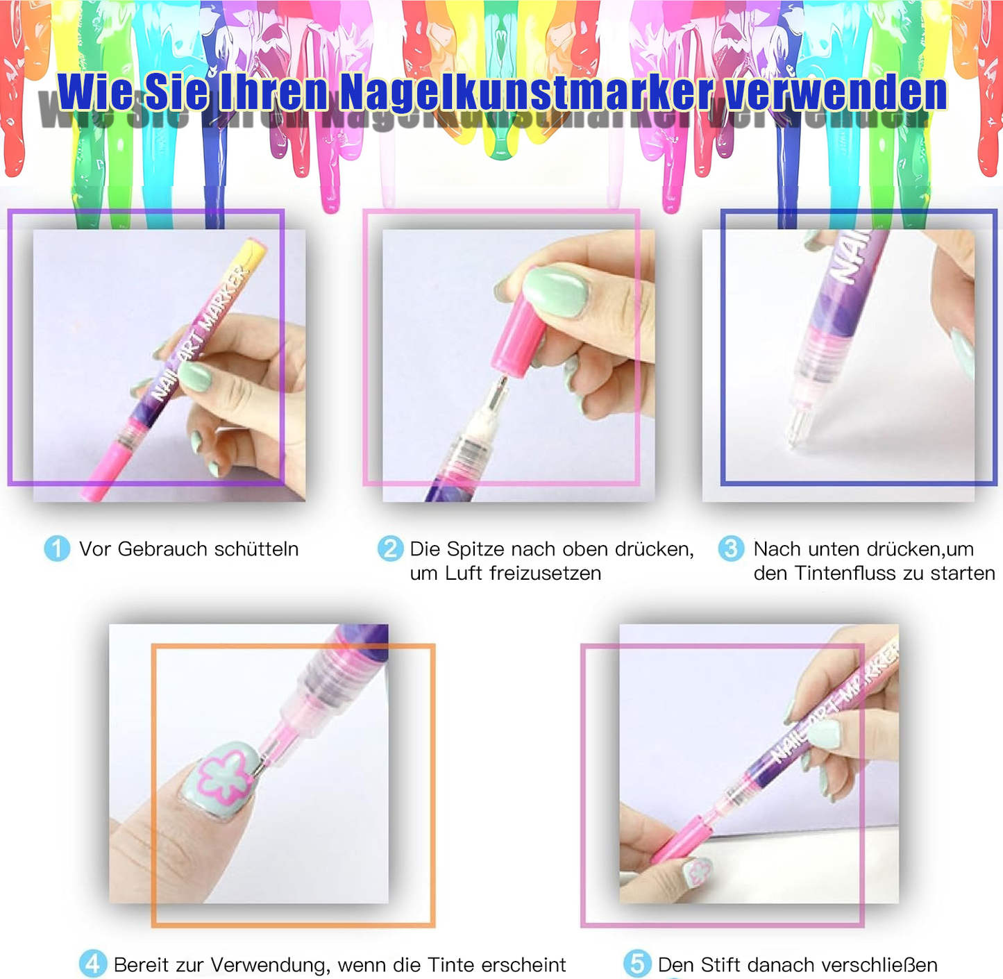 🎁LETZTE WOCHE SPEZIALPREIS: €12,99!!⏳12 Farben Nagelkunst-Stifte Set🎨💅
