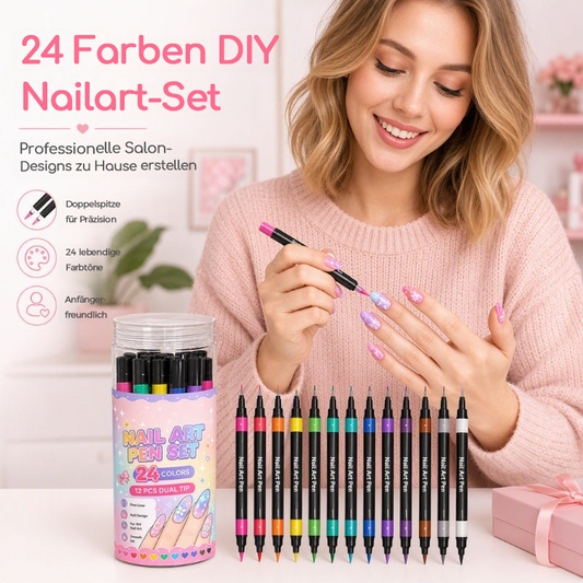 📢📢 50% Rabatt!! ⏰️ 24-Farben Doppelspitzen-Nailart-Stifte-Set