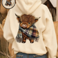 🎄🎅Weihnachtsverkauf 50% Rabatt!!🎁Niedlicher Hochlandrind Fleece-gefütterter Kapuzenpullover🦬