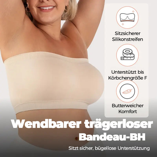 ⏳Letzter Tag – nur €16,99!!👍✨Wendbarer, trägerloser Bandeau-BH mit bügellosem Komfort, rutschfestem Silikonband und abnehmbaren Trägern – perfekt für jedes Outfit!🩱