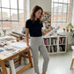 🔥Letzter Tag: 60% Rabatt!⏰👖Damen elastische Hose mit hoher Taille, sicheren Reißverschlusstaschen und figurschmeichelndem Cropped-Schnitt für Büro, Sport und Alltag✨