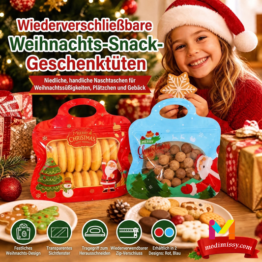🎄Letzter Tag Sale 50% Rabatt!!🎁Festliche Selbstverschluss-Leckereienbeutel | Wiederverschließbar, lebensmittelecht & perfekt für Kekse, Pralinen & kleine Geschenke🎅⛄