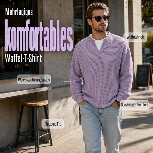 ⏳ Letzter Tag 60 % Rabatt!! 📢Waffel-T-Shirt mit Lagenlook und Komfort