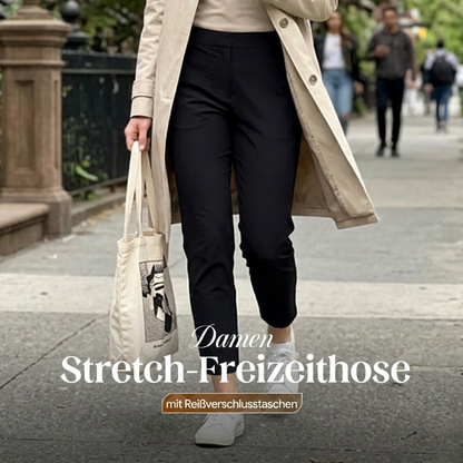 🔥Letzter Tag: 60% Rabatt!⏰👖Damen elastische Hose mit hoher Taille, sicheren Reißverschlusstaschen und figurschmeichelndem Cropped-Schnitt für Büro, Sport und Alltag✨