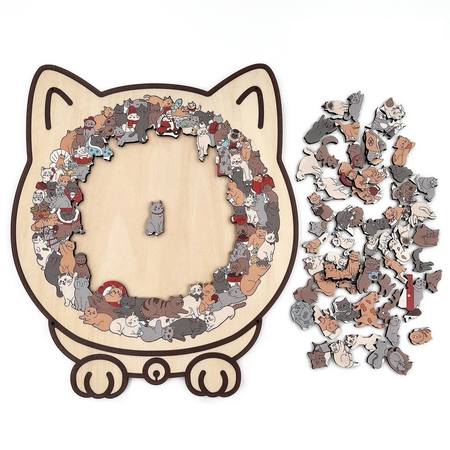 🎅Weihnachtsverkauf 49% Rabatt🐱135-Stk. Morandi-farbiges Katzenpuzzle aus Holz🎁