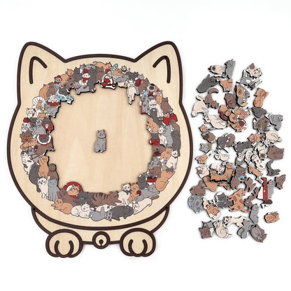 🎅Weihnachtsverkauf 49% Rabatt🐱135-Stk. Morandi-farbiges Katzenpuzzle aus Holz🎁