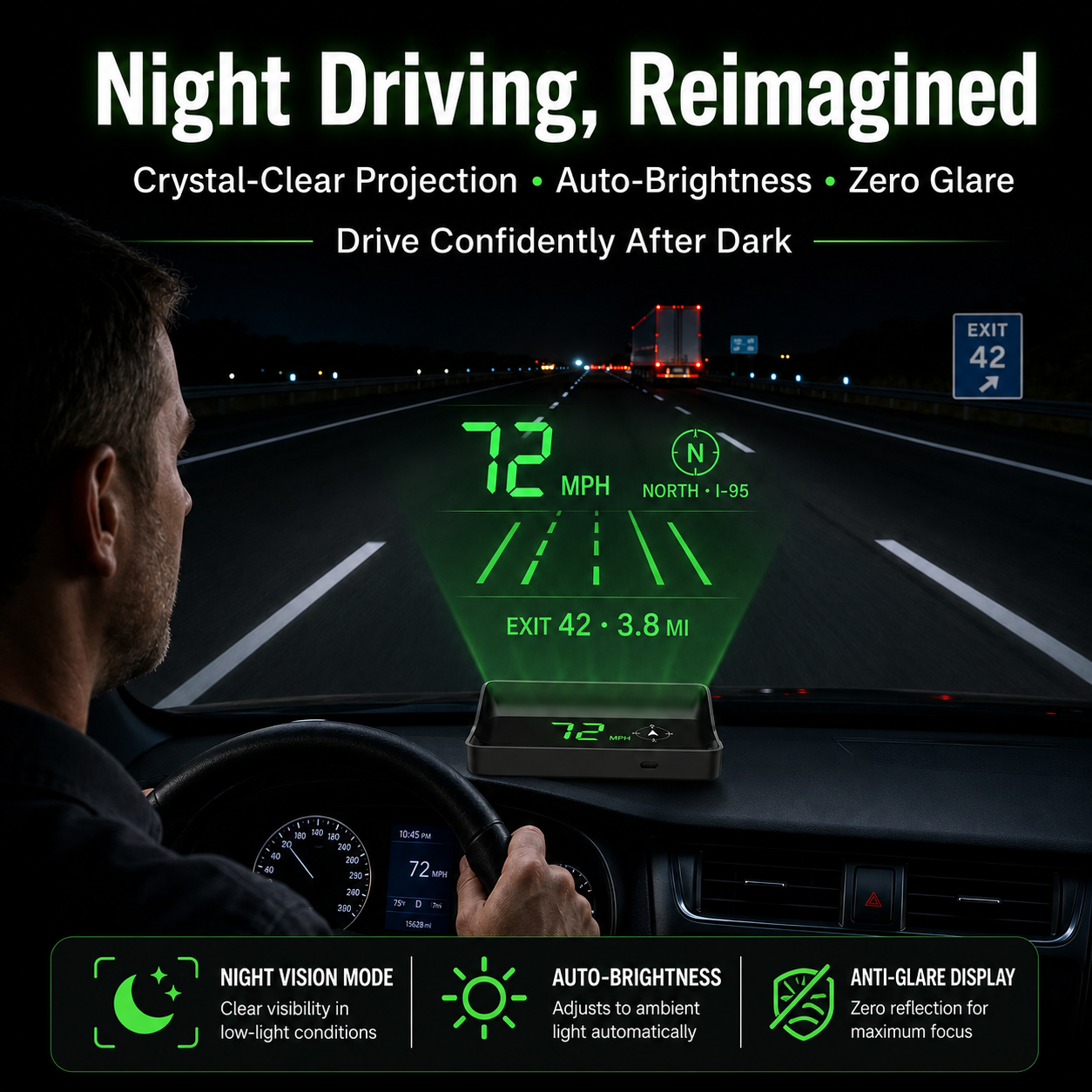 🚗50 % Rabatt!🛰️ Head-Up-Display (HUD) mit digitalem Tachometer und Navigationssystem – behalten Sie die Straße im Blick und vermeiden Sie Bußgelder