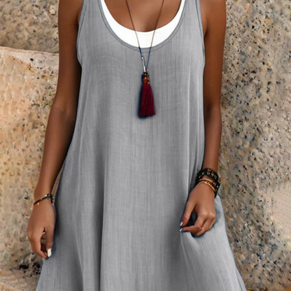 🎁Letzter Tag der Aktion: 49 % Rabatt🔥 Lässiges, lockeres, ärmelloses Tanktop-Kleid in Layering-Optik für Damen