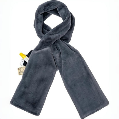🔥Neujahrsangebot €12.99!!⚡50K+ verkauft!🧣Ultraweicher Kunstfell-Durchziehschal mit geheimer Reißverschlusstasche