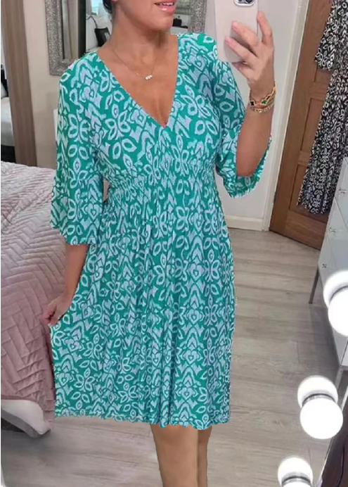 🔥Großer Verkauf - 49% RABATT🔥Mini-Boho-Kleid mit V-Ausschnitt