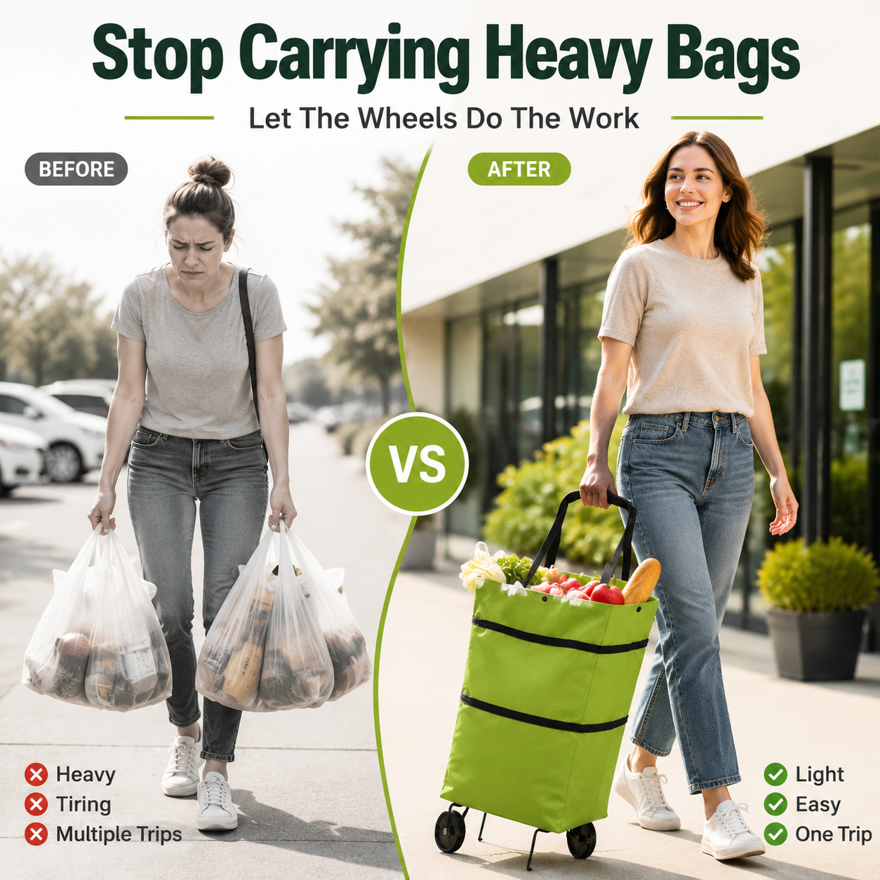 🌸LETZTER TAG ZUM SONDERPREIS!!🌸🛒 Faltbarer Einkaufswagen – Die rollende Einkaufstasche, die Ihren Rücken schont.