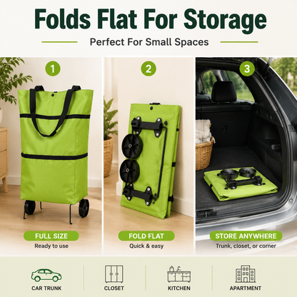 🌸LETZTER TAG ZUM SONDERPREIS!!🌸🛒 Faltbarer Einkaufswagen – Die rollende Einkaufstasche, die Ihren Rücken schont.