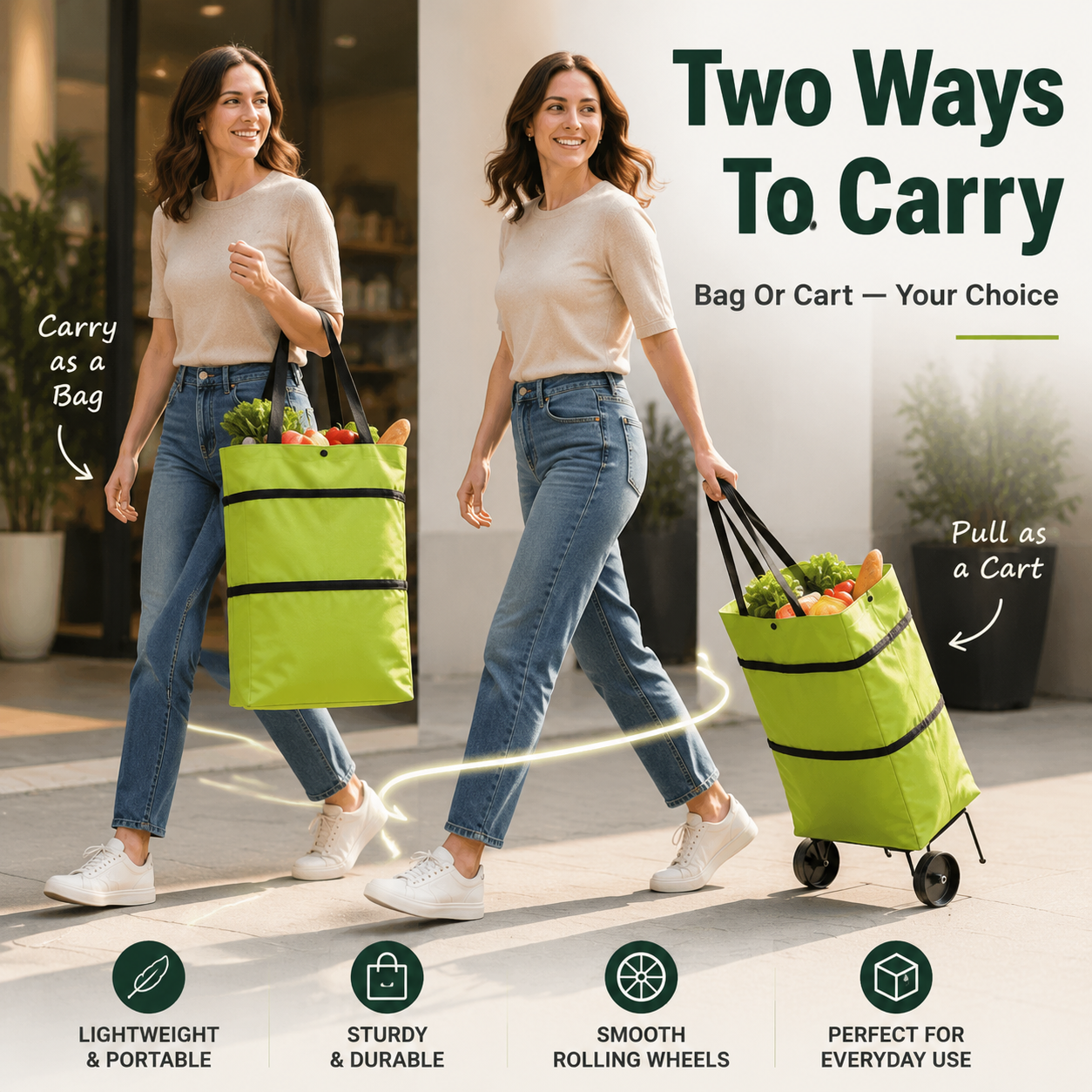 🌸LETZTER TAG ZUM SONDERPREIS!!🌸🛒 Faltbarer Einkaufswagen – Die rollende Einkaufstasche, die Ihren Rücken schont.