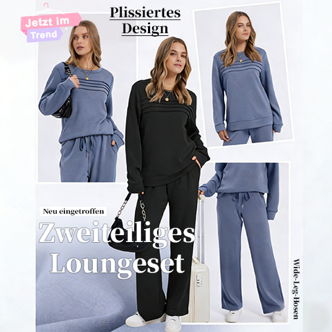 🔥Letzter Tag 60% Rabatt✨Loungeset für Damen: Top mit Rundhalsausschnitt & Hose mit Kordelzug💖