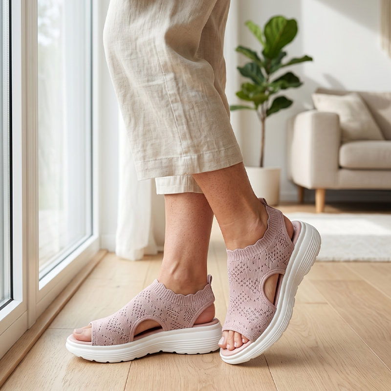 ⏰️Letzter Tag für kostenlosen Versand⌛️Atmungsaktive Plateau-Sandalen aus Strick für Damen