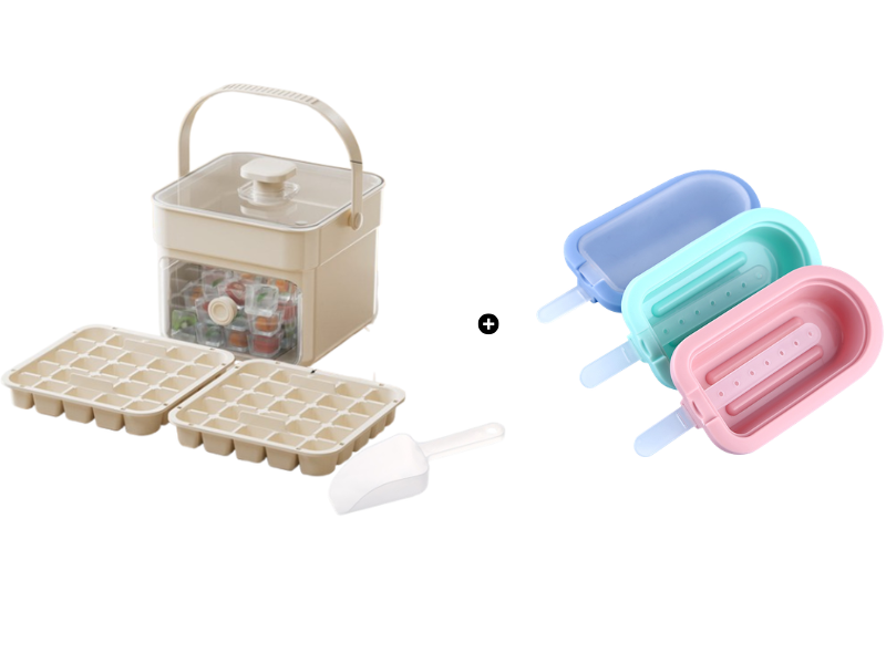 ⏰️Letzter Tag für kostenlosen Versand⌛️🧊 Eiswürfelform mit Aufbewahrungsbehälter & Ein-Knopf-Bedienung – müheloses Entnehmen, perfekt für Zuhause, Partys & Balkon