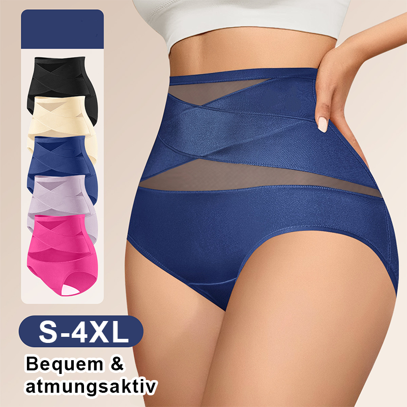 ✨Letzter Tag – Kaufe 1 bekomme 3✨Übergrößen hochgeschnittene Bauchkontroll-Slips mit Kreuz-Design