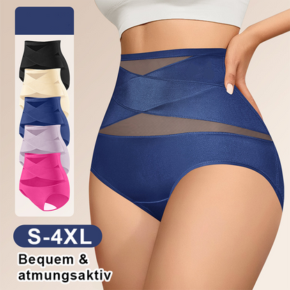✨Letzter Tag – Kaufe 1 bekomme 3✨Übergrößen hochgeschnittene Bauchkontroll-Slips mit Kreuz-Design