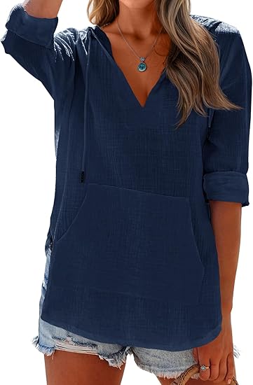 🏝️Summer Hot Sale 50% OFF👗Women's Beach Pocketed Hooded Shirt Top