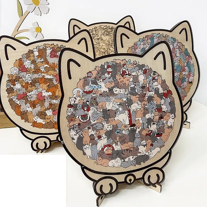 🎅Weihnachtsverkauf 49% Rabatt🐱135-Stk. Morandi-farbiges Katzenpuzzle aus Holz🎁