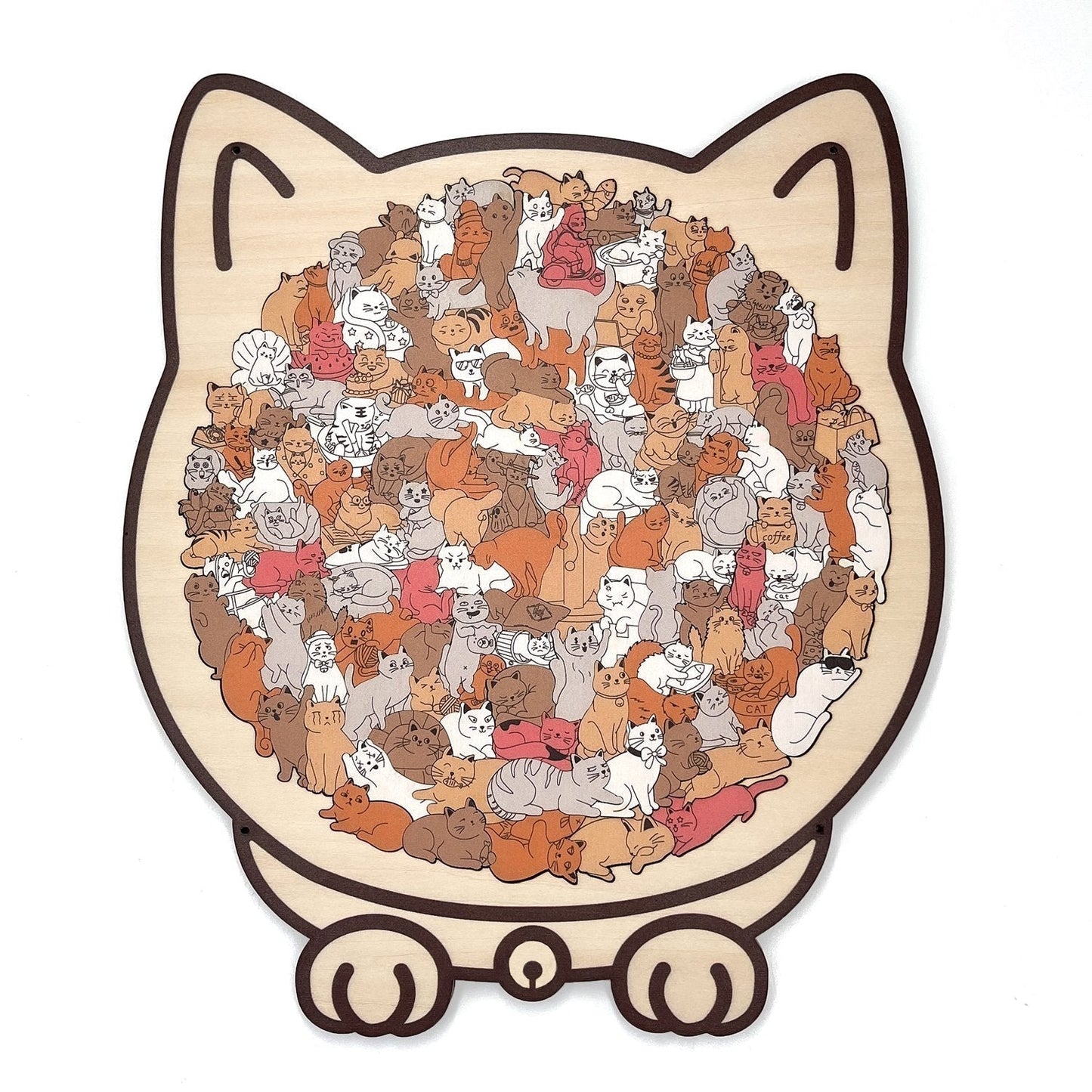 🎅Weihnachtsverkauf 49% Rabatt🐱135-Stk. Morandi-farbiges Katzenpuzzle aus Holz🎁
