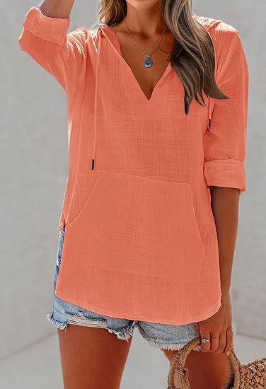 🏝️Summer Hot Sale 50% OFF👗Women's Beach Pocketed Hooded Shirt Top