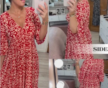 🔥Großer Verkauf - 49% RABATT🔥Mini-Boho-Kleid mit V-Ausschnitt