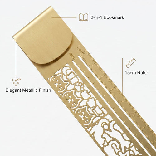 🐱📏Niedliches hohles Katzen-Lesezeichen-Lineal aus Messing (2-in-1)