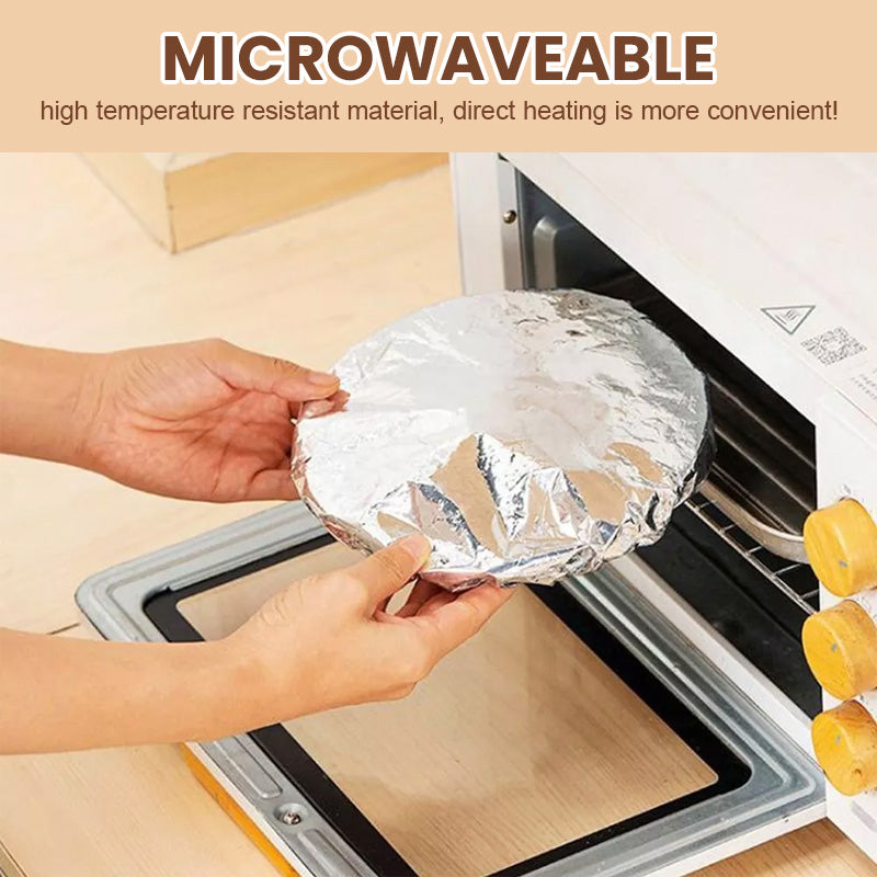 🔥Kostenloser Versand & 50 % Rabatt🔥Elastische Aluminiumfolie Hoezen (Set) | Houdt Eten Warm & Vers | Wegwerp Afdekhoezen voor BBQ, Picknick & Restjes