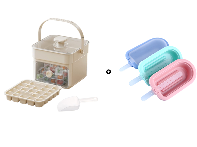 ⏰️Letzter Tag für kostenlosen Versand⌛️🧊 Eiswürfelform mit Aufbewahrungsbehälter & Ein-Knopf-Bedienung – müheloses Entnehmen, perfekt für Zuhause, Partys & Balkon