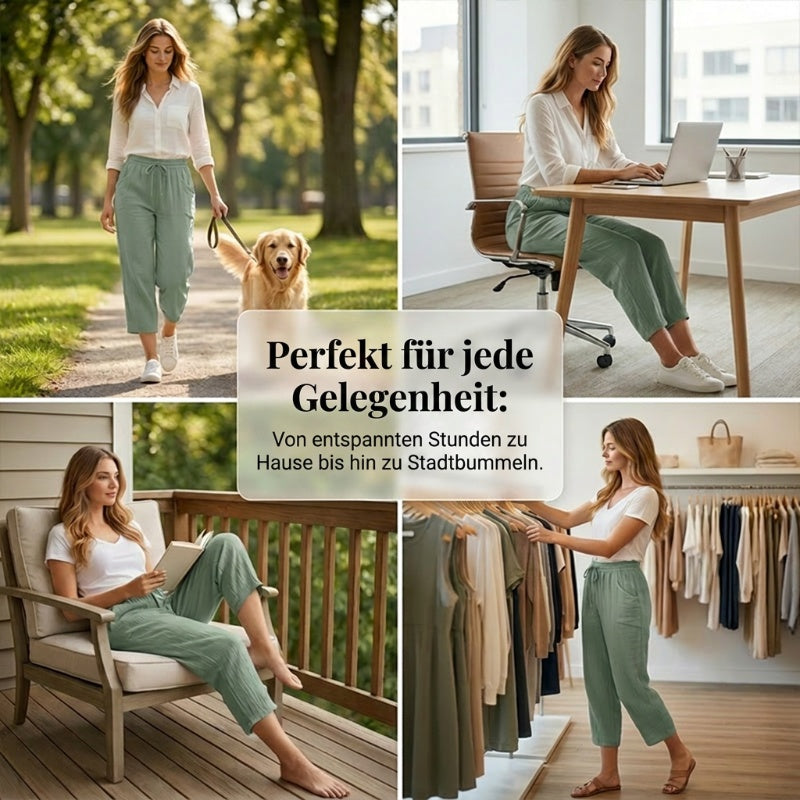 ⏰️Letzter Tag für kostenlosen Versand⌛️ Damen Baumwoll-Leinen Hose mit Falten – luftig, bequem & stilvoll 👖