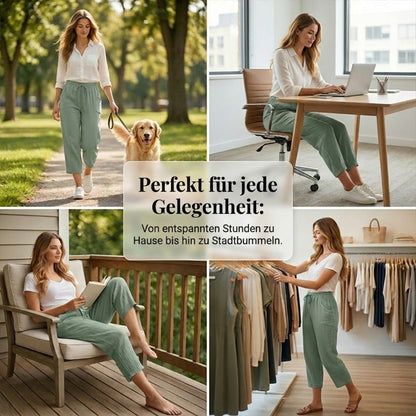 ⏰️Letzter Tag für kostenlosen Versand⌛️ Damen Baumwoll-Leinen Hose mit Falten – luftig, bequem & stilvoll 👖