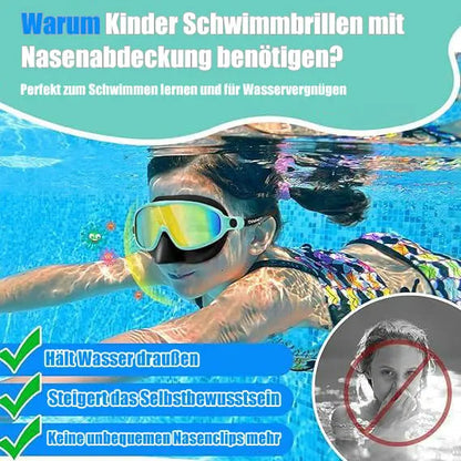🔥Kostenloser Versand & 50 % Rabatt🔥HD-Schwimmbrille für Kinder 3-18 Jahre  mit großem Rahmen, wasserdicht und beschlagfrei