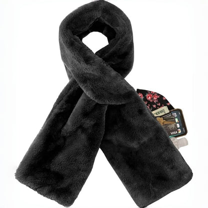 🔥Neujahrsangebot €12.99!!⚡50K+ verkauft!🧣Ultraweicher Kunstfell-Durchziehschal mit geheimer Reißverschlusstasche
